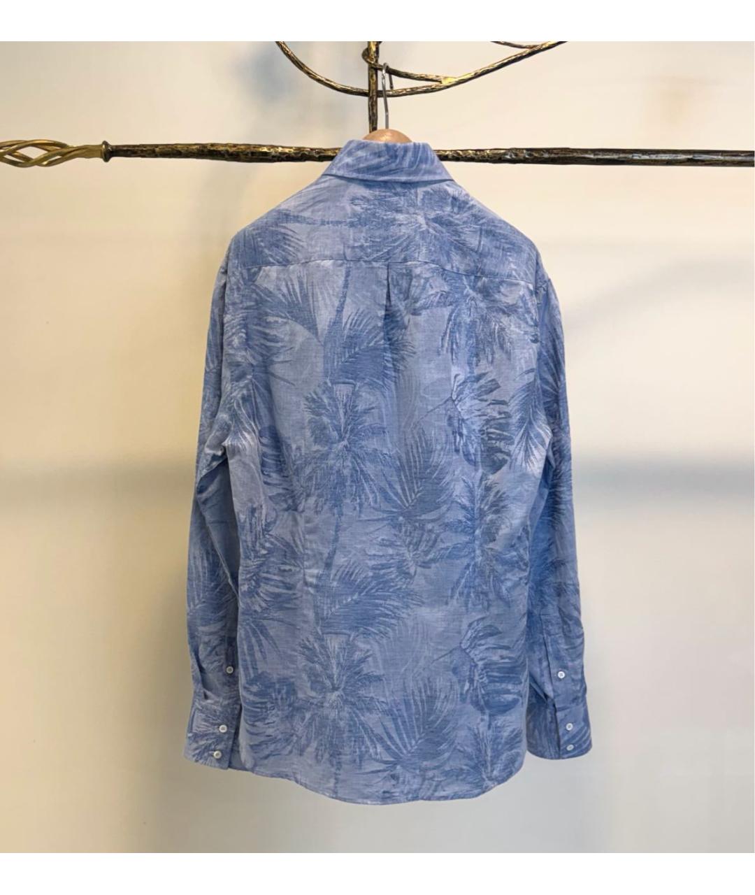 BRUNELLO CUCINELLI Голубая льняная кэжуал рубашка, фото 2