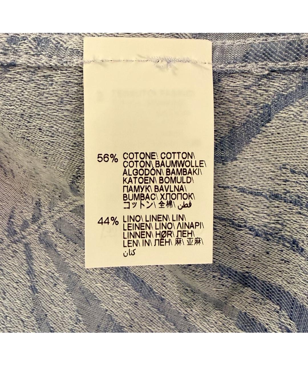 BRUNELLO CUCINELLI Голубая льняная кэжуал рубашка, фото 6