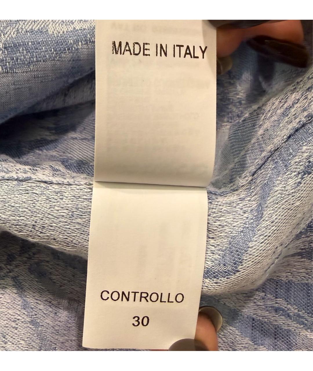 BRUNELLO CUCINELLI Голубая льняная кэжуал рубашка, фото 8