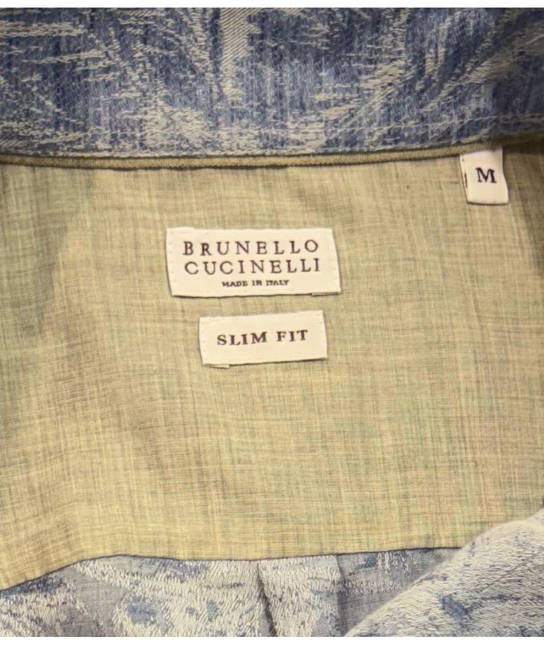 BRUNELLO CUCINELLI Голубая льняная кэжуал рубашка, фото 5