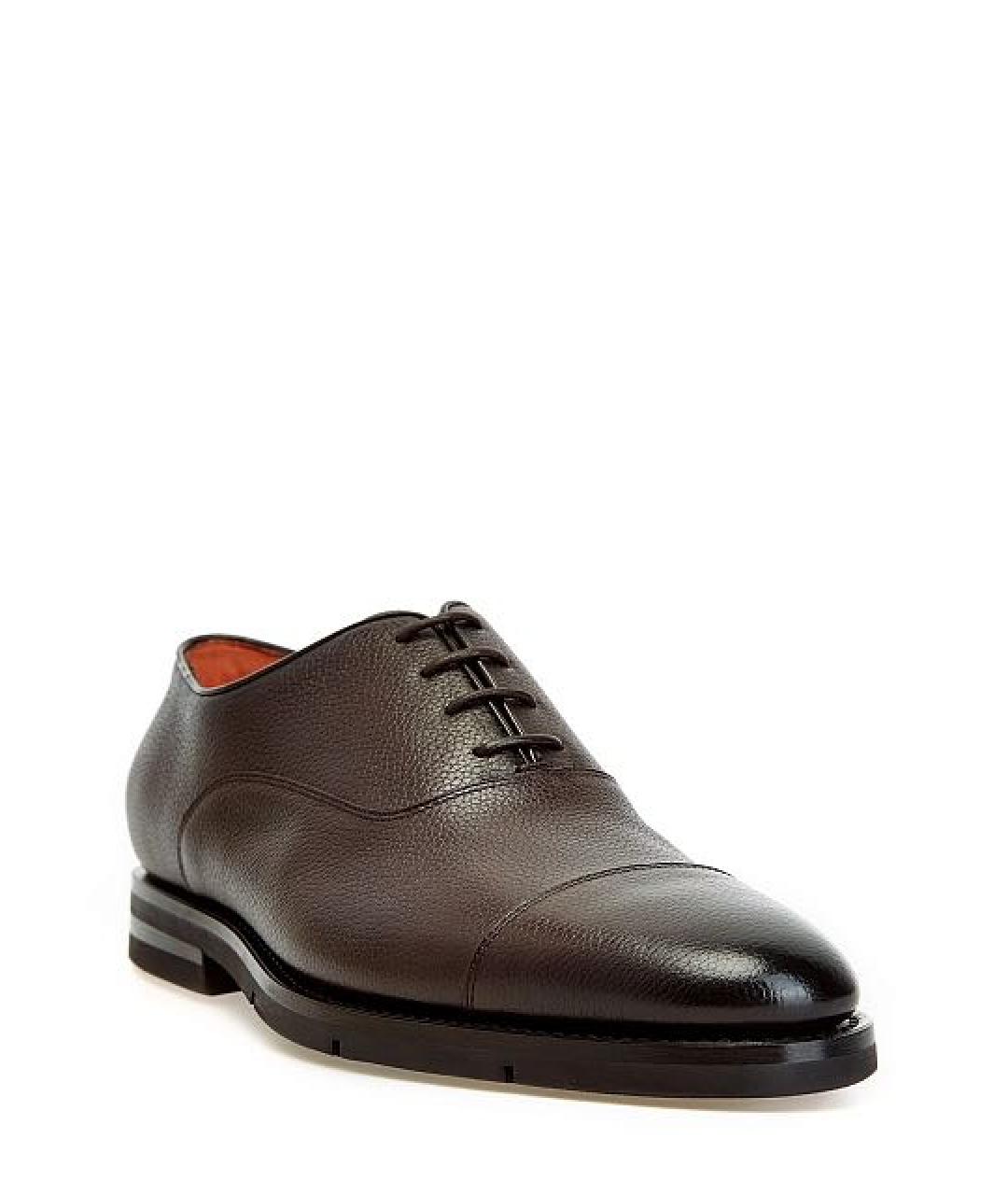 SANTONI Коричневые кожаные туфли, фото 3