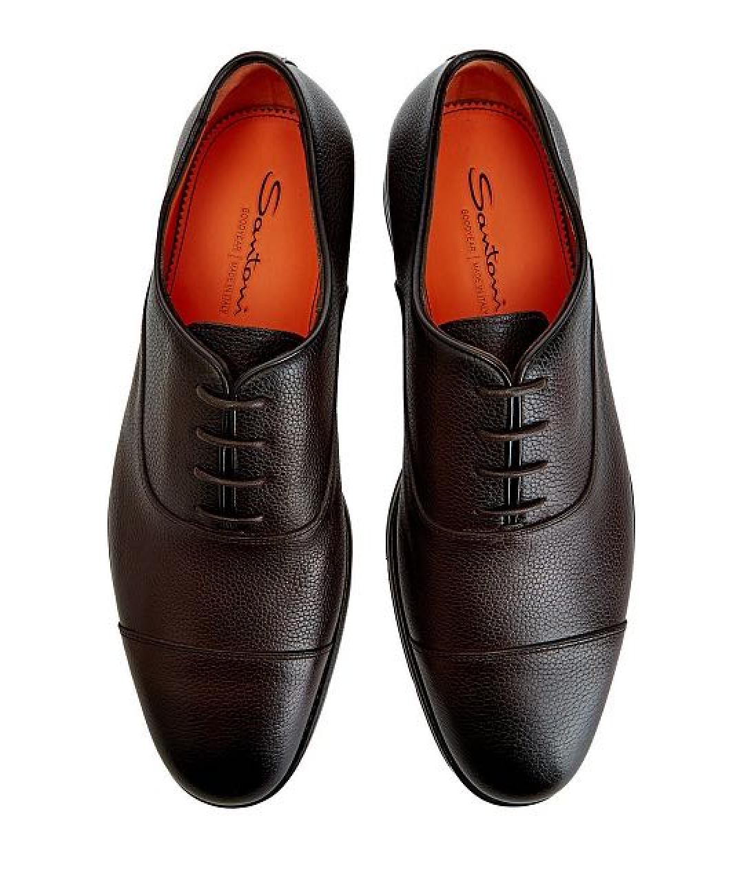 SANTONI Коричневые кожаные туфли, фото 4