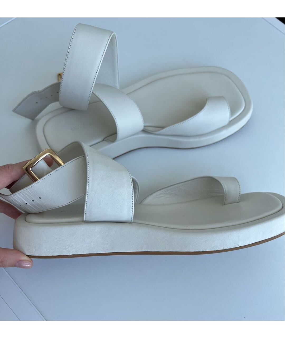 GIABORGHINI Белые кожаные сандалии, фото 3