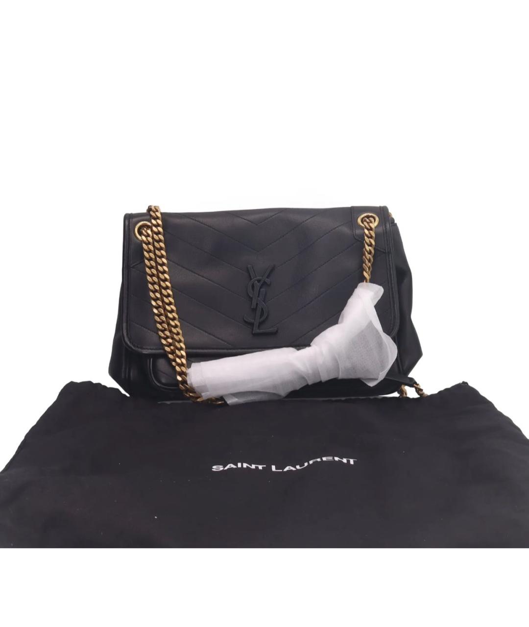 SAINT LAURENT Черная кожаная сумка через плечо, фото 6