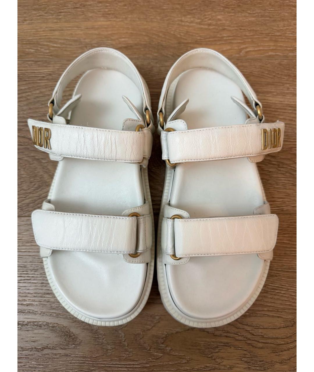 CHRISTIAN DIOR Белые кожаные сандалии, фото 3