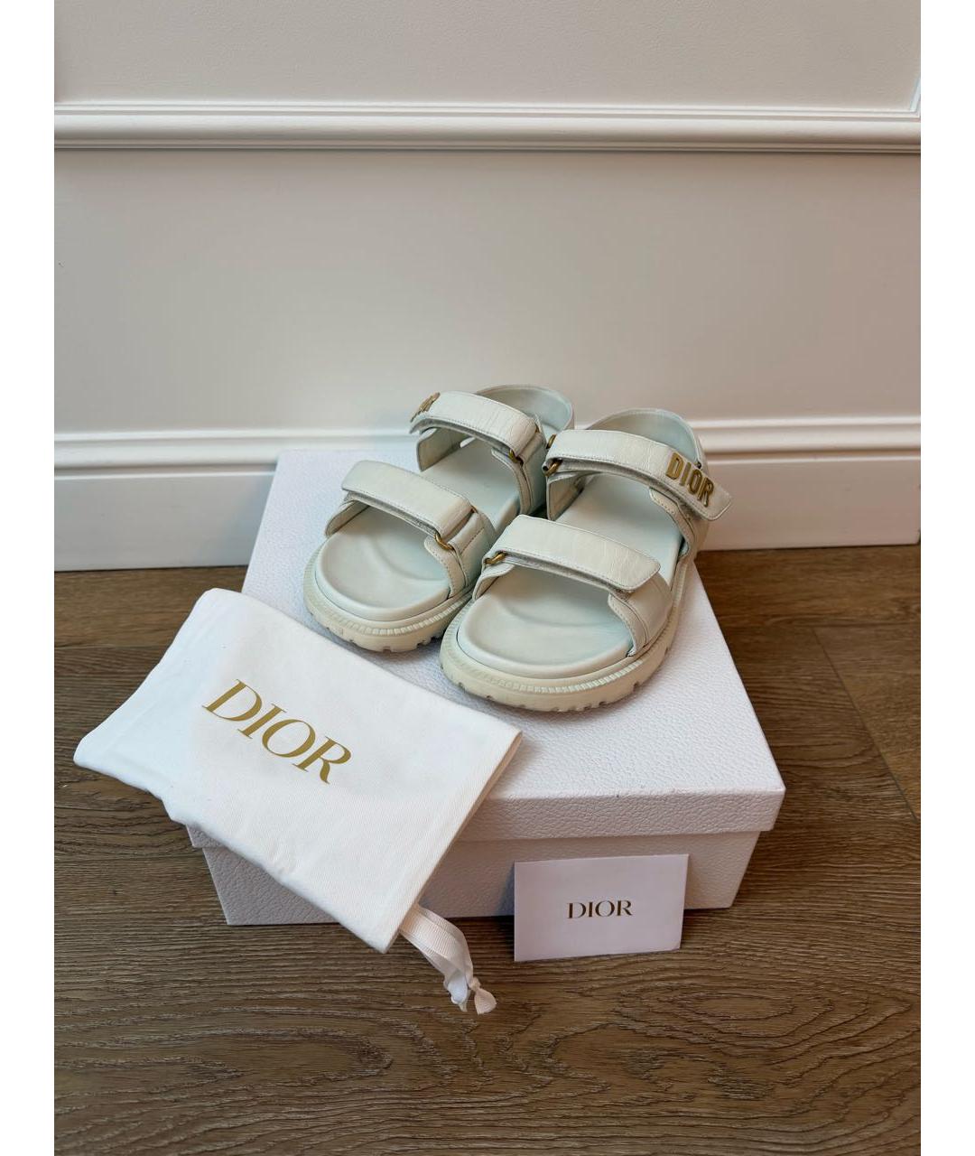 CHRISTIAN DIOR Белые кожаные сандалии, фото 7