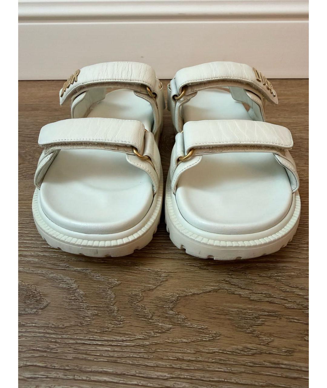 CHRISTIAN DIOR Белые кожаные сандалии, фото 2