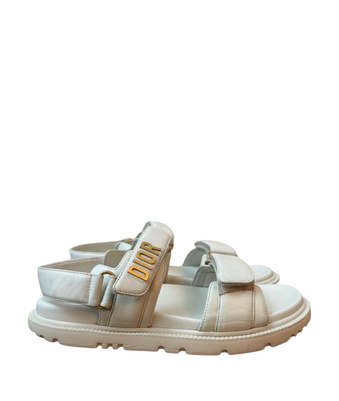 CHRISTIAN DIOR Белые кожаные сандалии, фото 1
