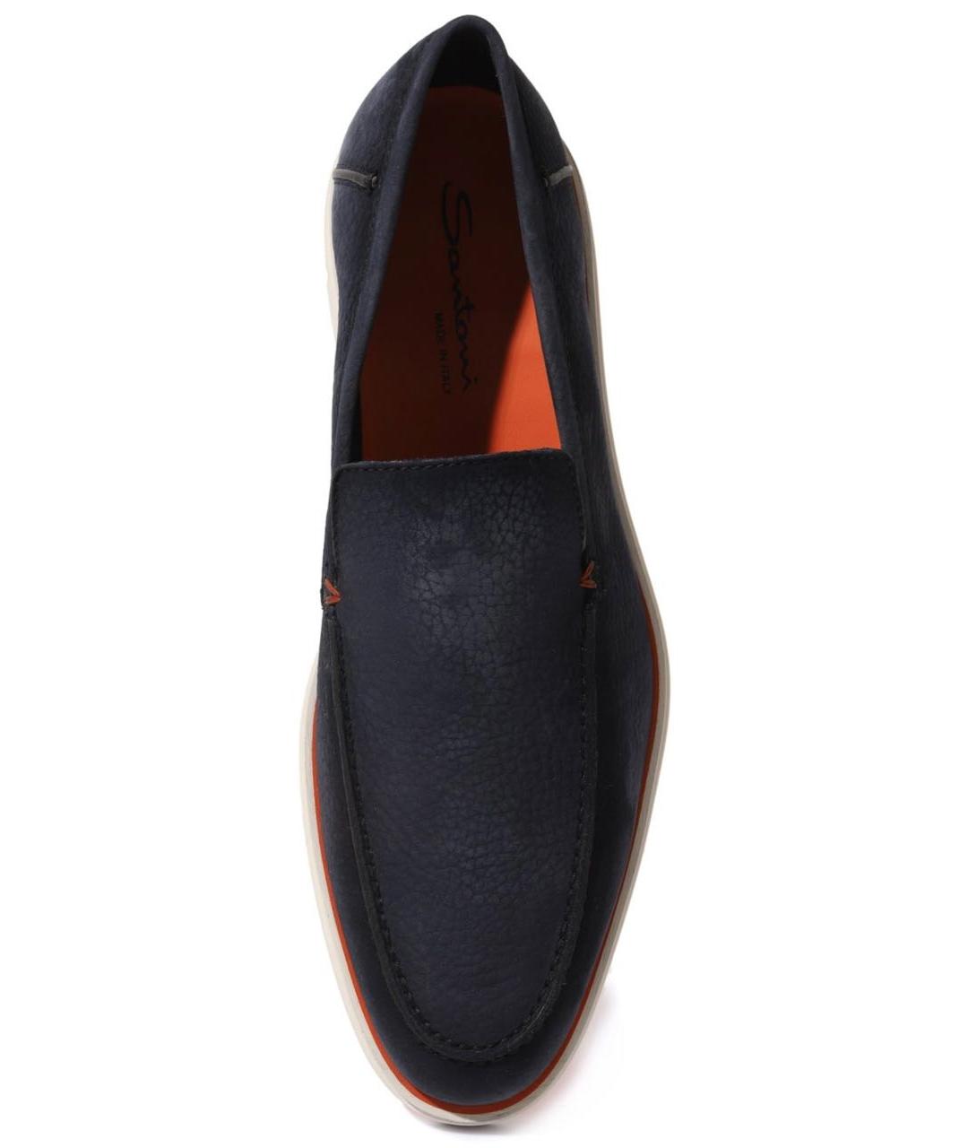 SANTONI Темно-синие замшевые лоферы, фото 3