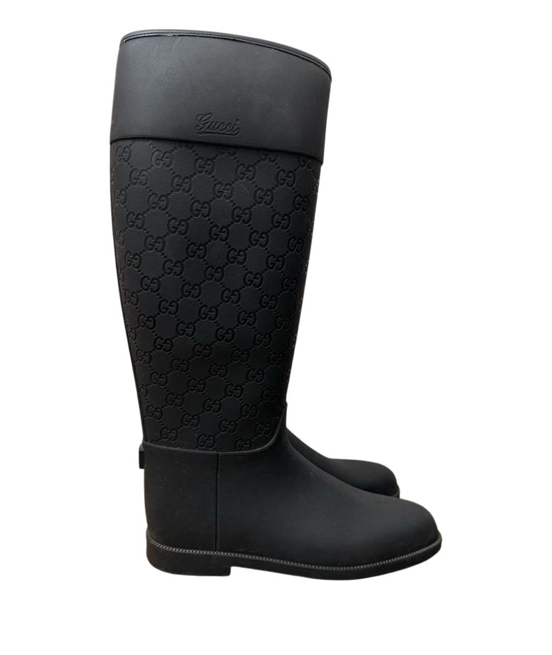 GUCCI Черные резиновые сапоги, фото 1