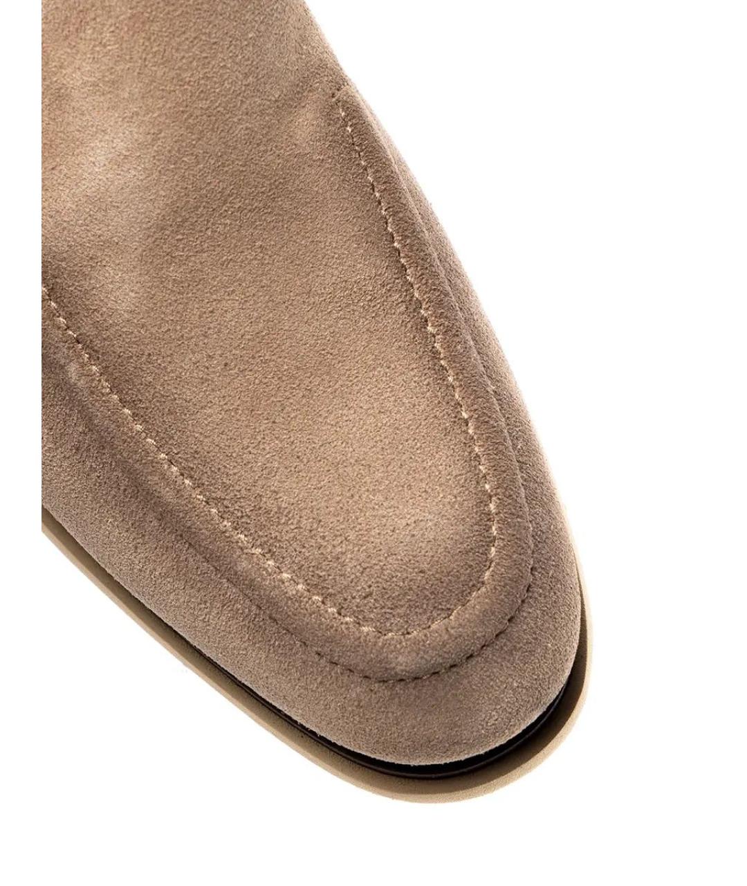 SANTONI Бежевые замшевые лоферы, фото 4
