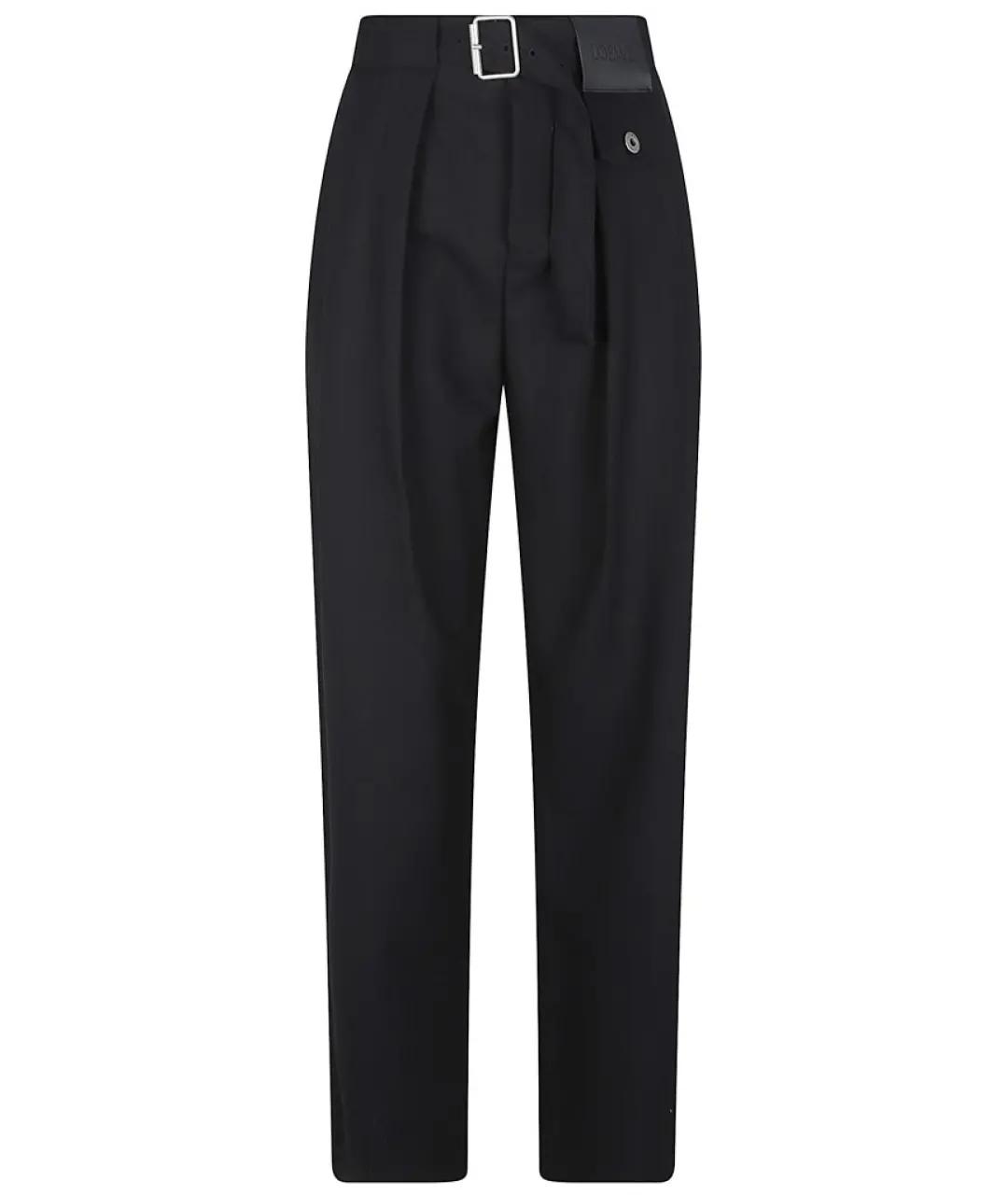 LOEWE Черные шерстяные прямые брюки, фото 1