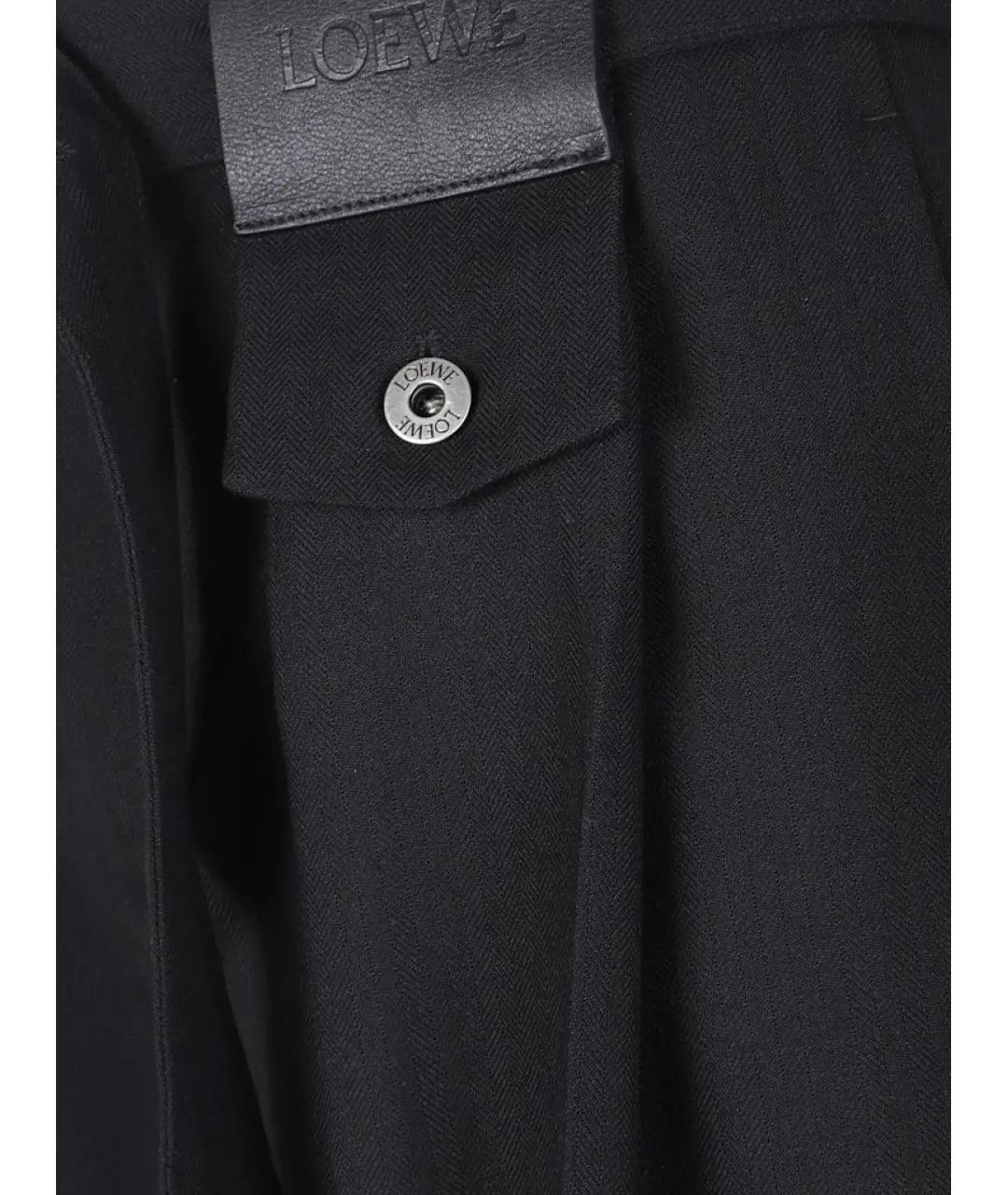 LOEWE Черные шерстяные прямые брюки, фото 3