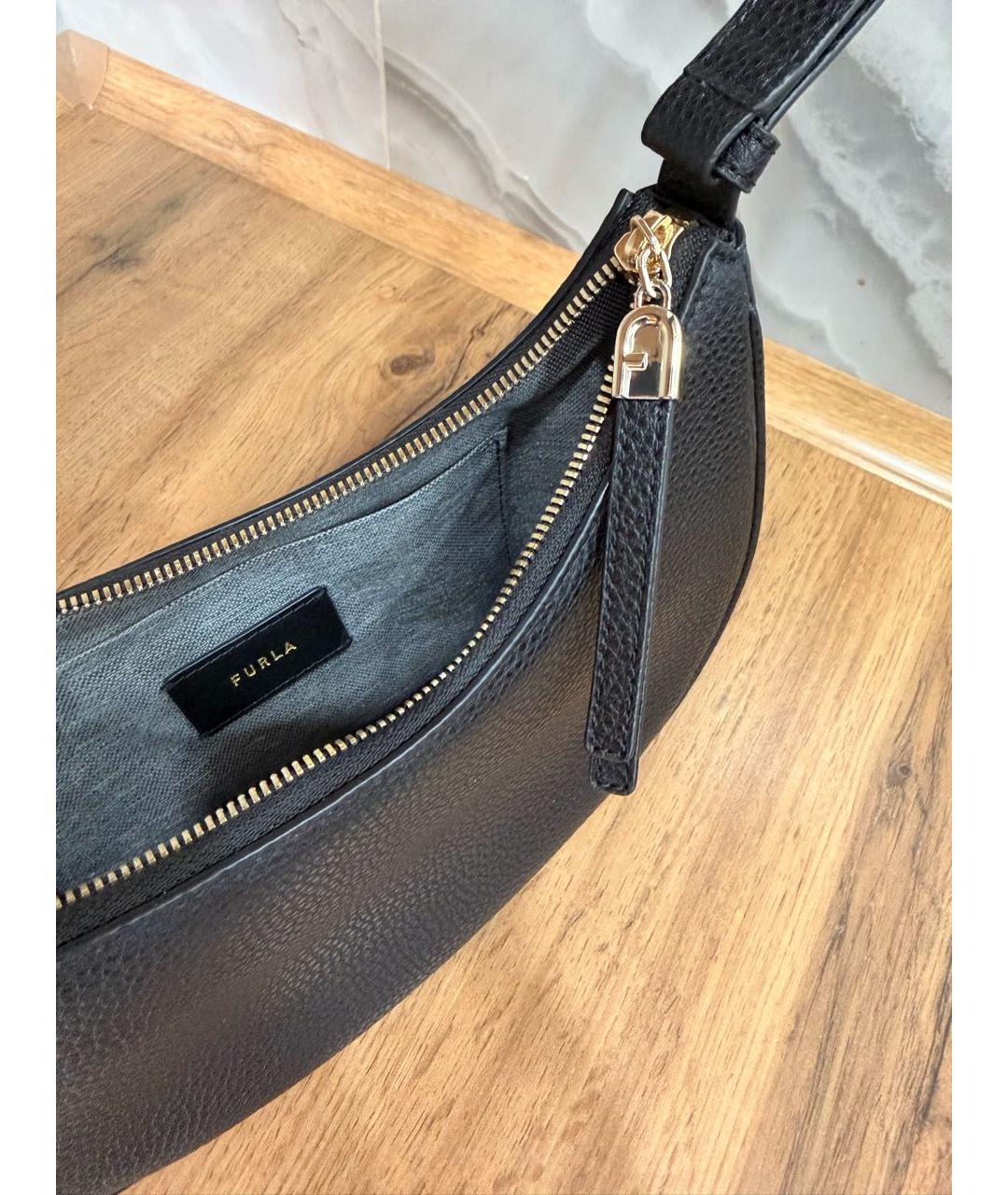 FURLA Черная кожаная сумка через плечо, фото 4