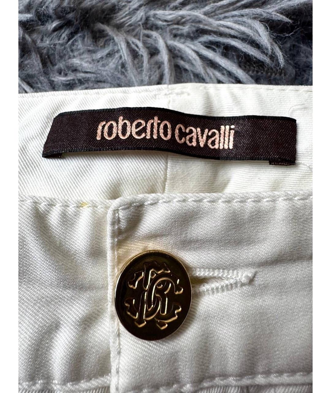 JUST CAVALLI Белые хлопковые джинсы клеш, фото 5