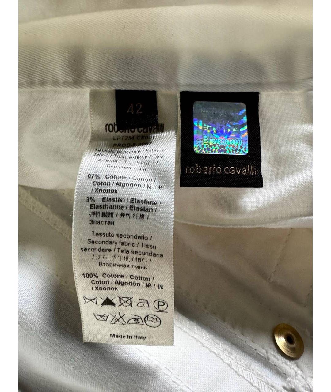 JUST CAVALLI Белые хлопковые джинсы клеш, фото 6