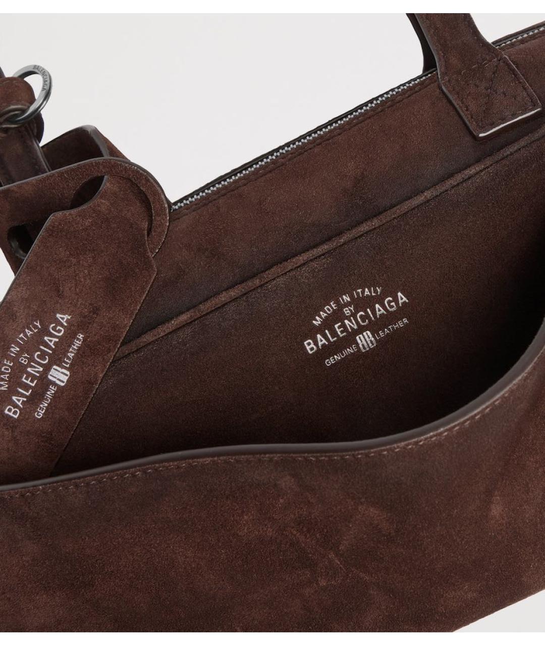 BALENCIAGA Коричневая замшевая сумка с короткими ручками, фото 6