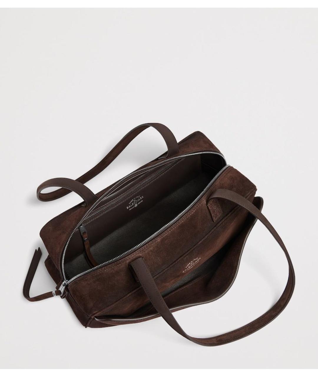 BALENCIAGA Коричневая замшевая сумка с короткими ручками, фото 2