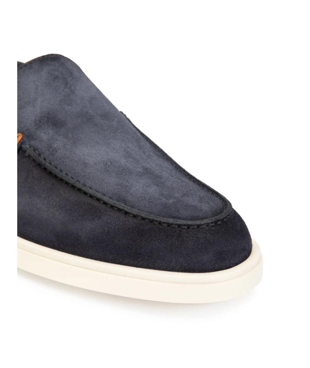 SANTONI Темно-синие замшевые лоферы, фото 6