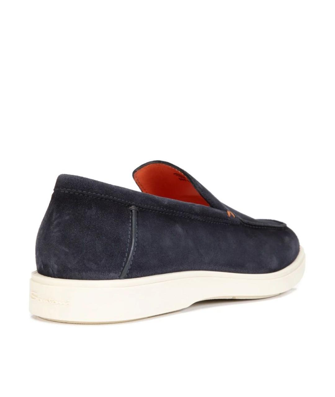 SANTONI Темно-синие замшевые лоферы, фото 5