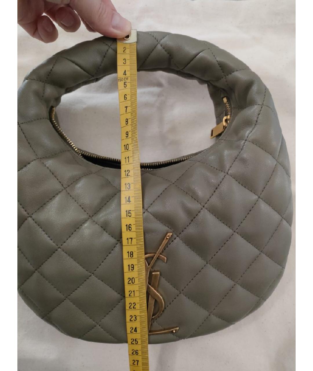 SAINT LAURENT Зеленая кожаная сумка с короткими ручками, фото 5