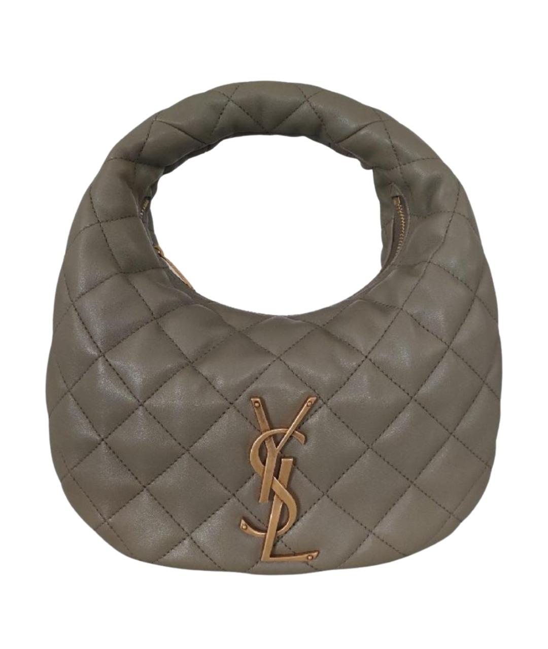 SAINT LAURENT Зеленая кожаная сумка с короткими ручками, фото 1