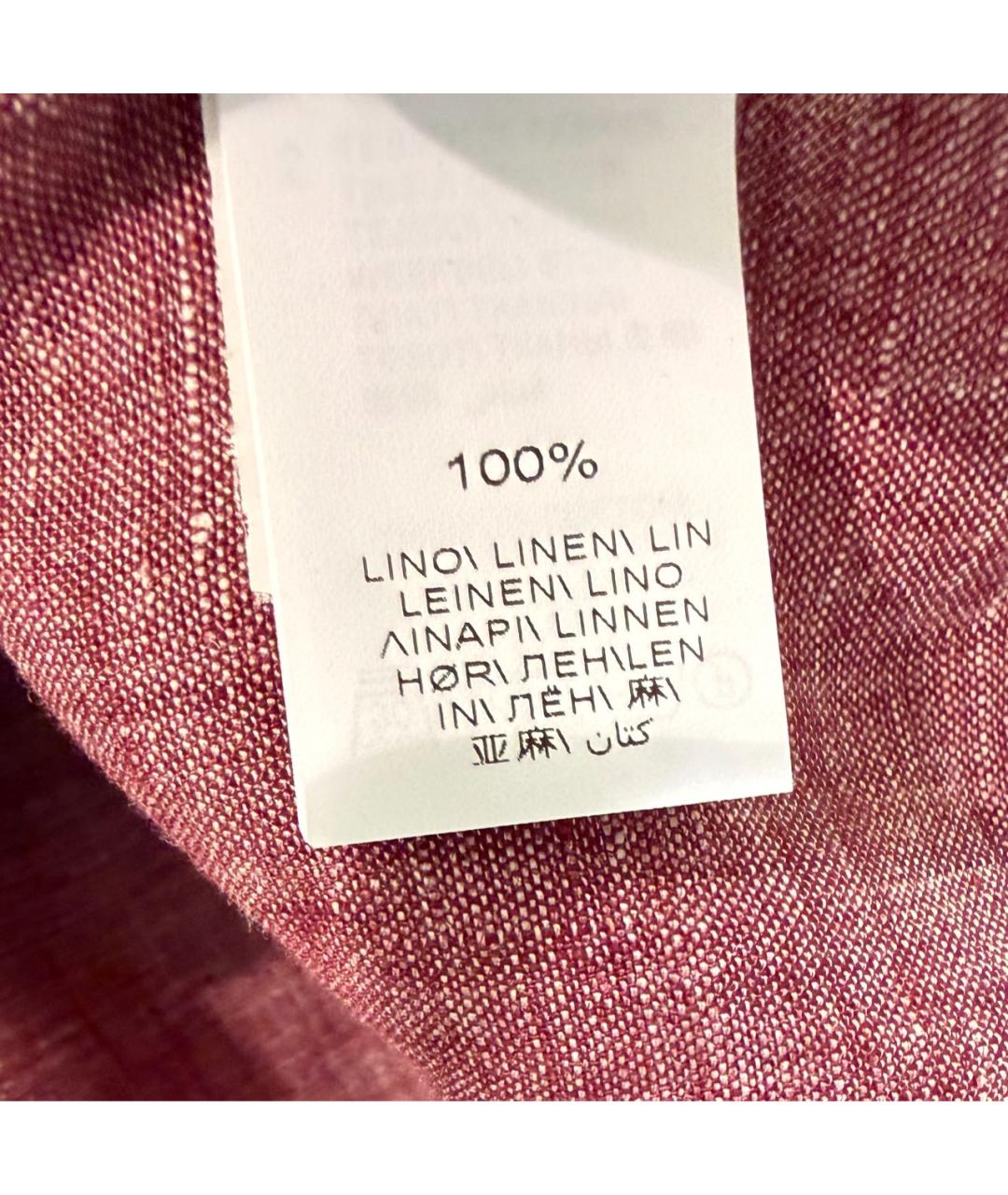 BRUNELLO CUCINELLI Бордовая льняная кэжуал рубашка, фото 5