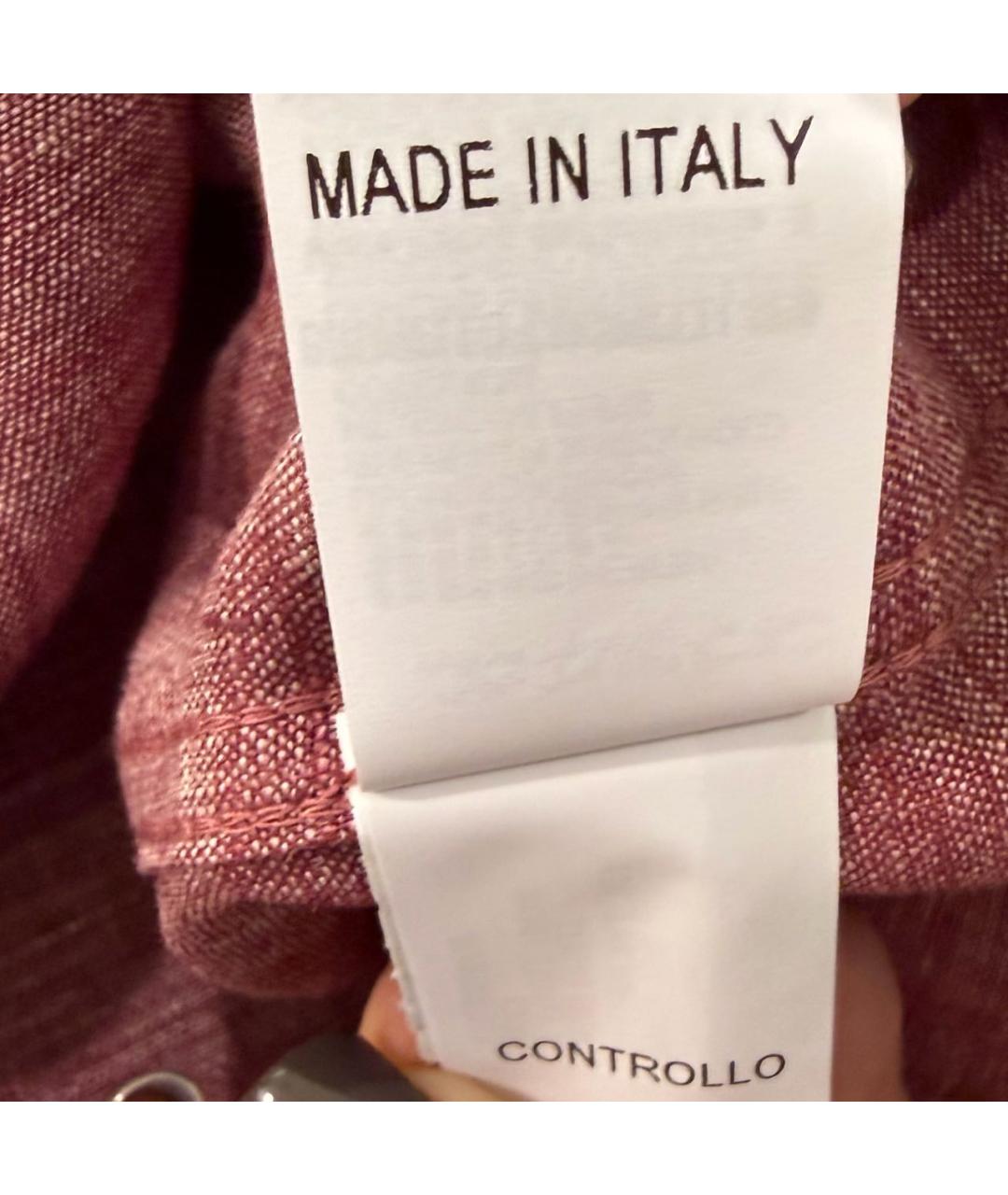 BRUNELLO CUCINELLI Бордовая льняная кэжуал рубашка, фото 6