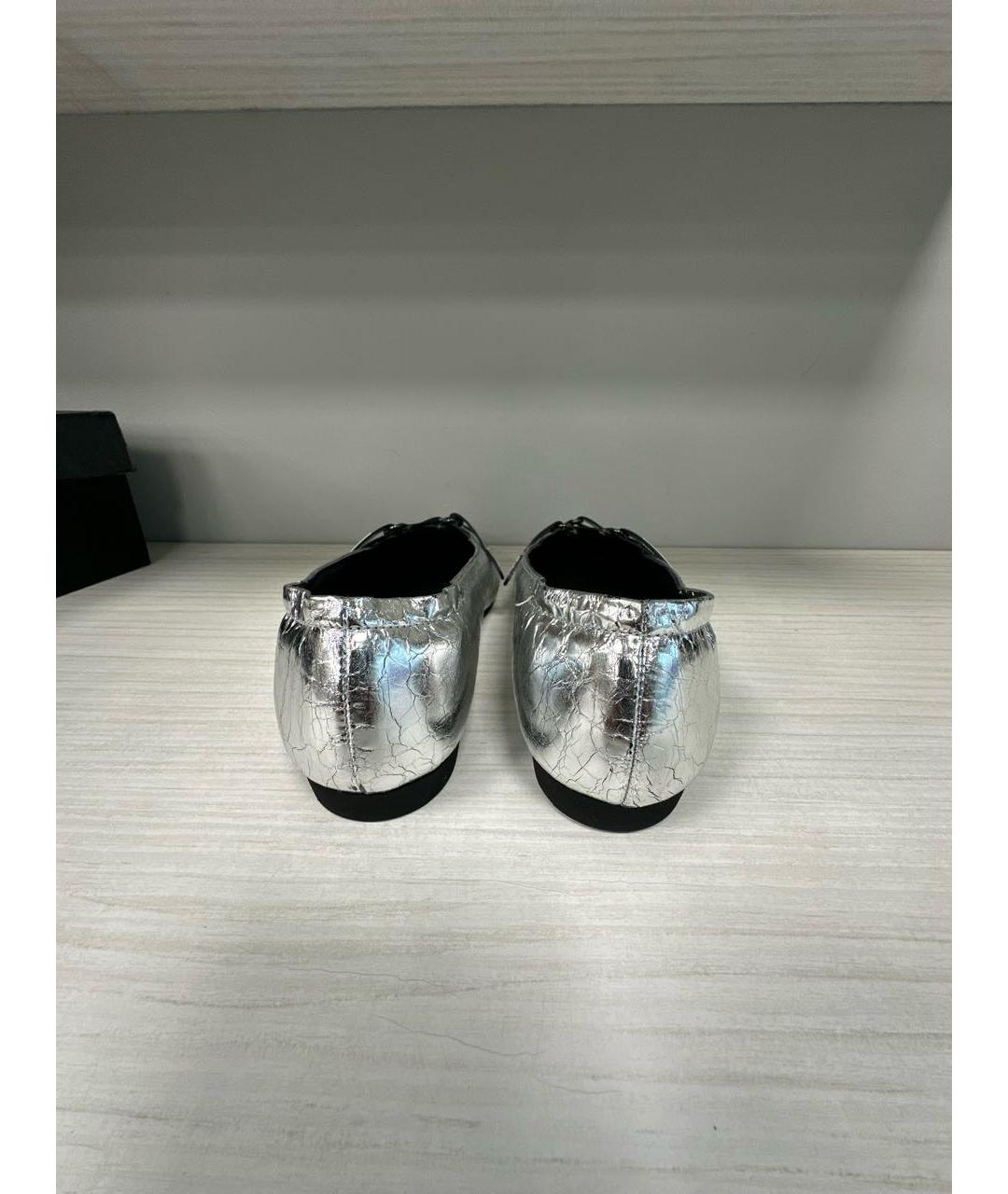 PREMIATA Серебряные кожаные лодочки на низком каблуке, фото 4