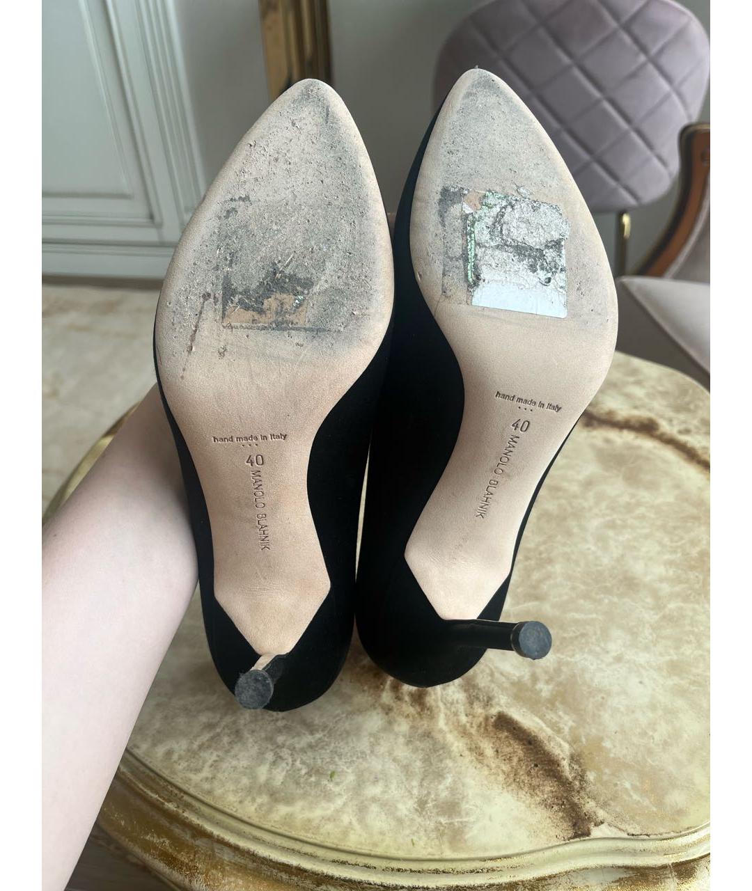 MANOLO BLAHNIK Черные текстильные туфли, фото 5