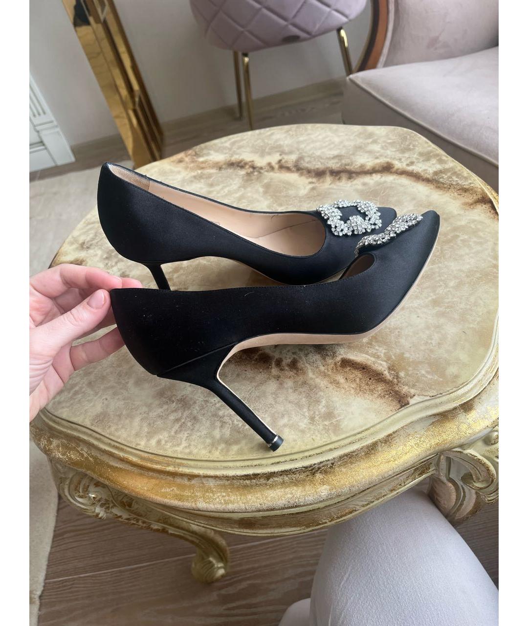 MANOLO BLAHNIK Черные текстильные туфли, фото 7