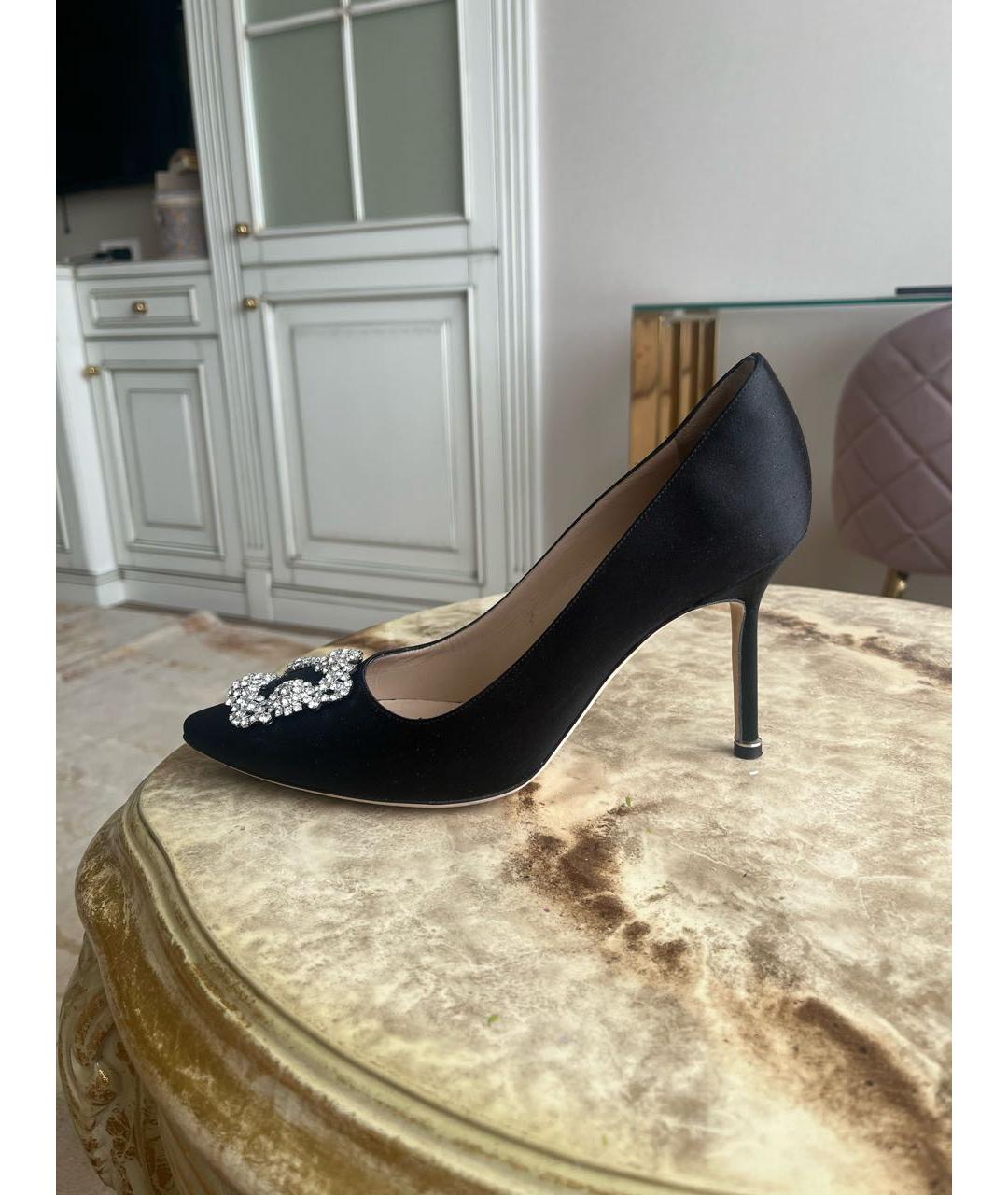 MANOLO BLAHNIK Черные текстильные туфли, фото 8