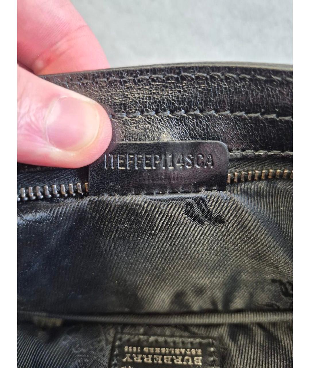 BURBERRY Черная кожаная сумка тоут, фото 6