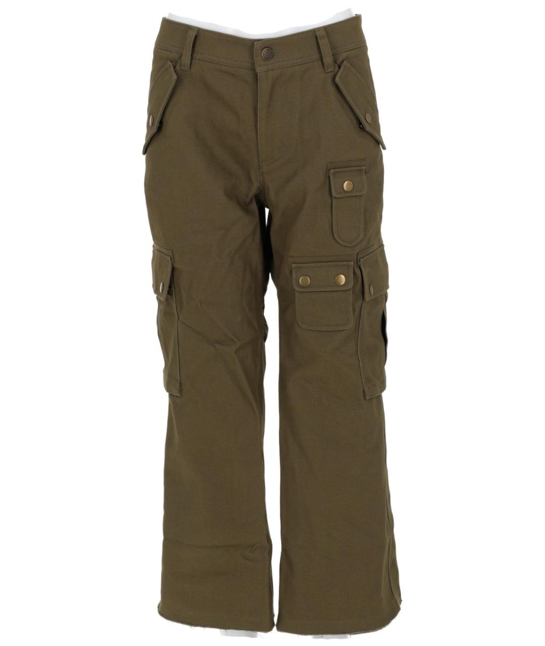 ISABEL MARANT Хаки хлопковые прямые брюки, фото 1