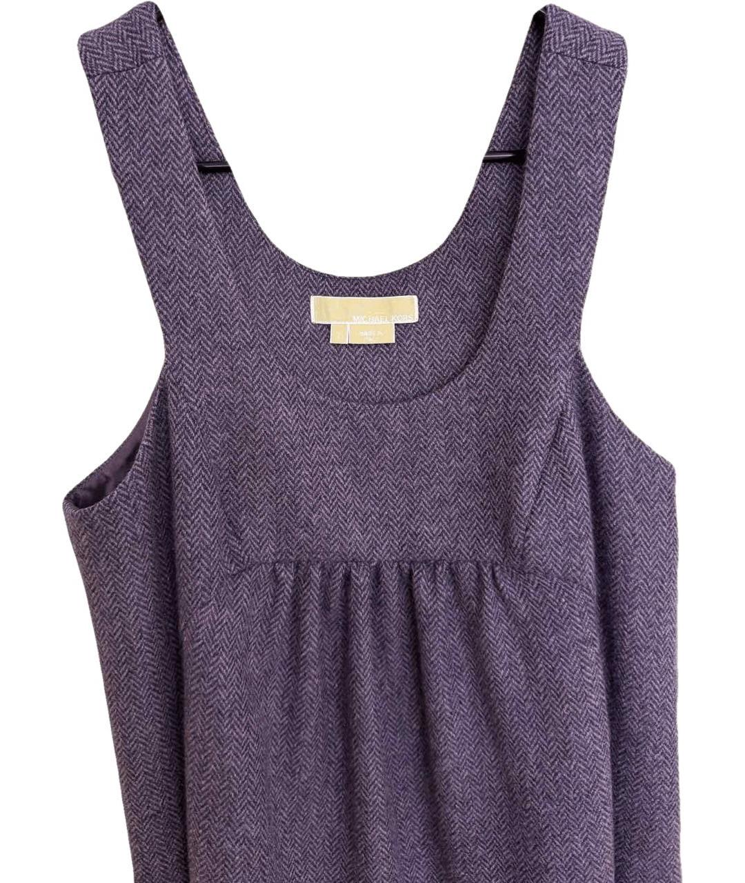 MICHAEL KORS Фиолетовое шерстяное повседневное платье, фото 3