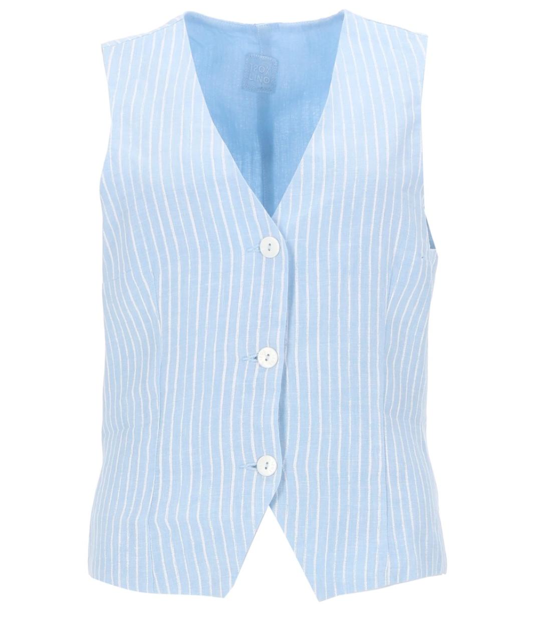 120% LINO Голубой льняной жилет, фото 1