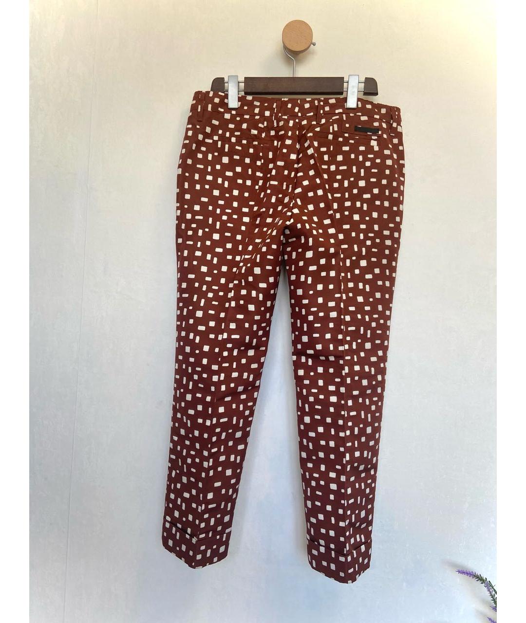 PRADA Коричневые шелковые прямые брюки, фото 3