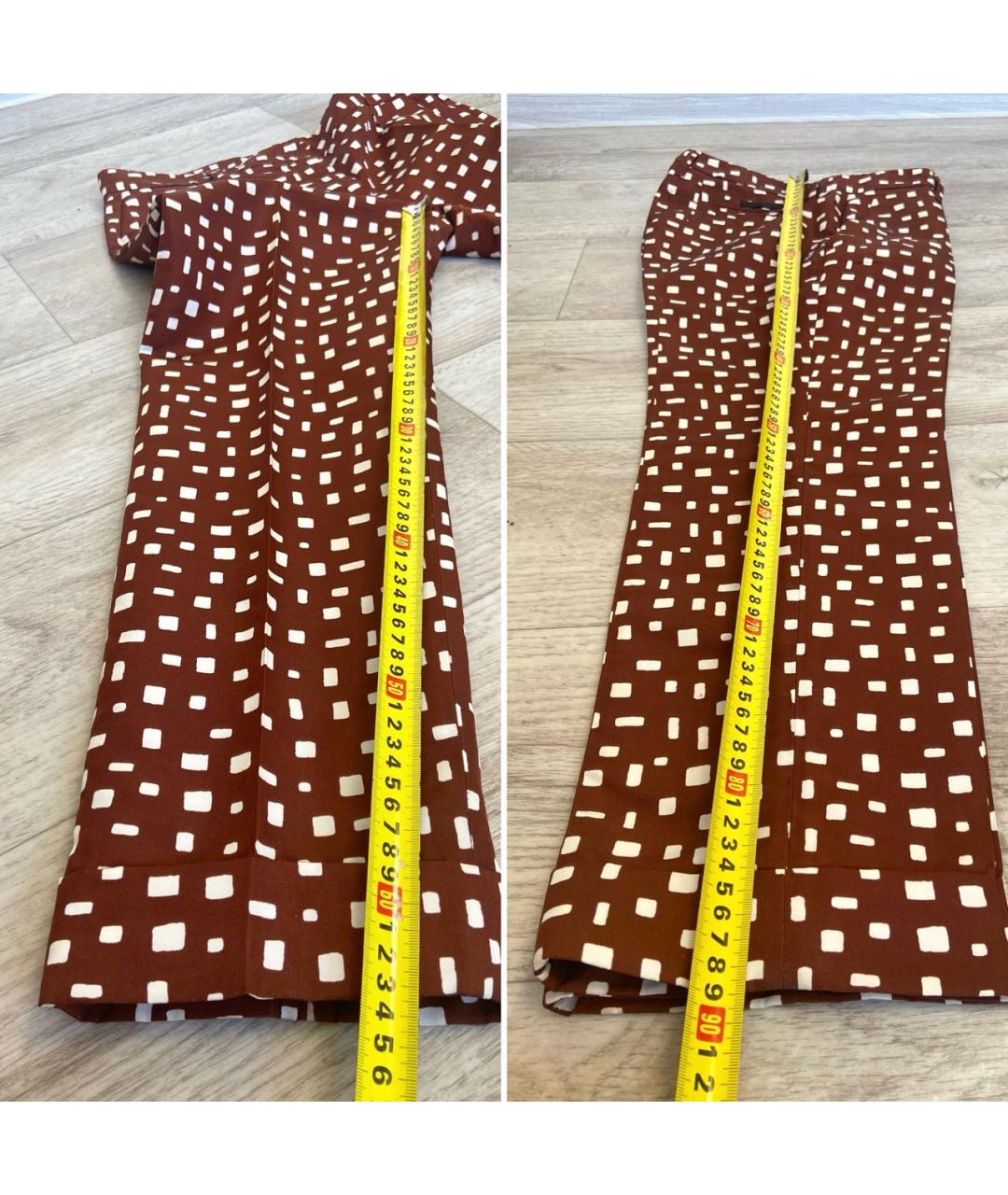 PRADA Коричневые шелковые прямые брюки, фото 7