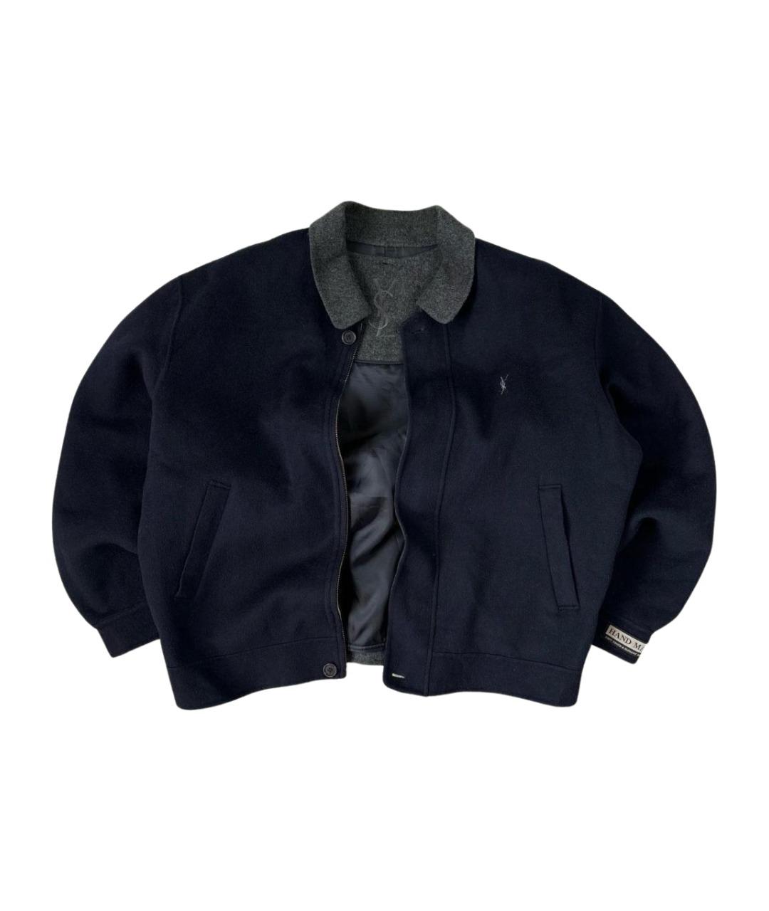 SAINT LAURENT Темно-синяя шерстяная куртка, фото 1