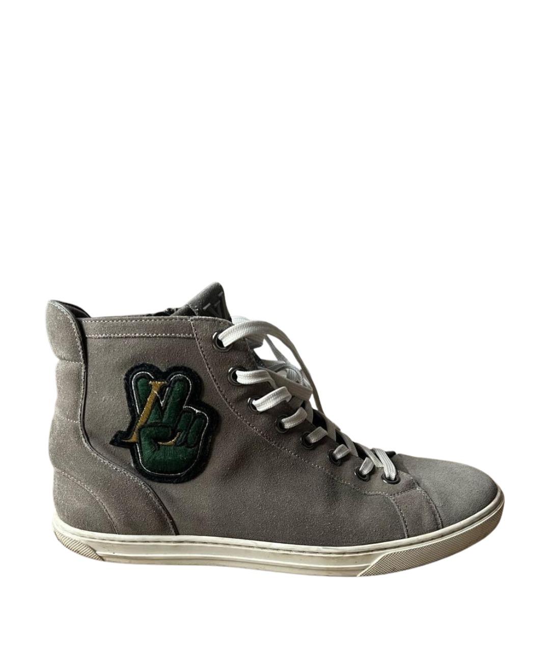 LOUIS VUITTON Бежевые замшевые высокие кроссовки / кеды, фото 1