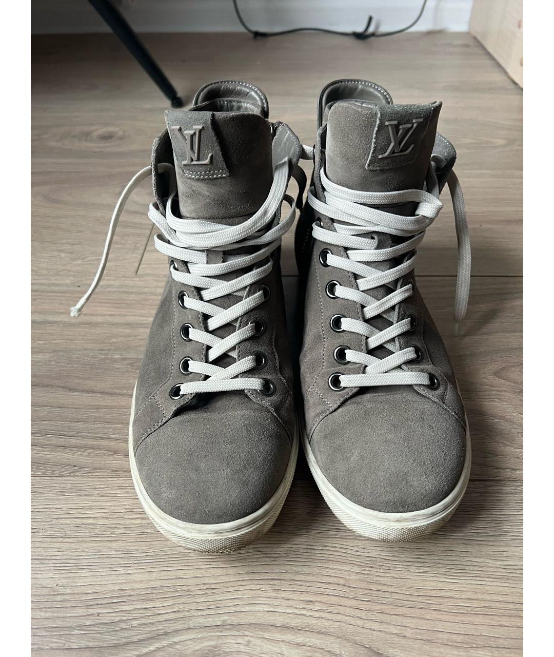 LOUIS VUITTON Бежевые замшевые высокие кроссовки / кеды, фото 2