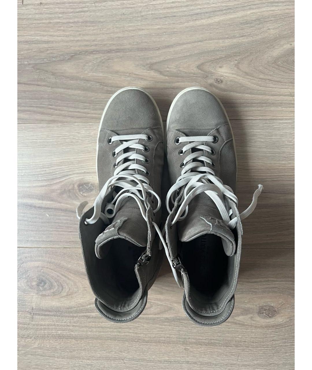 LOUIS VUITTON Бежевые замшевые высокие кроссовки / кеды, фото 3