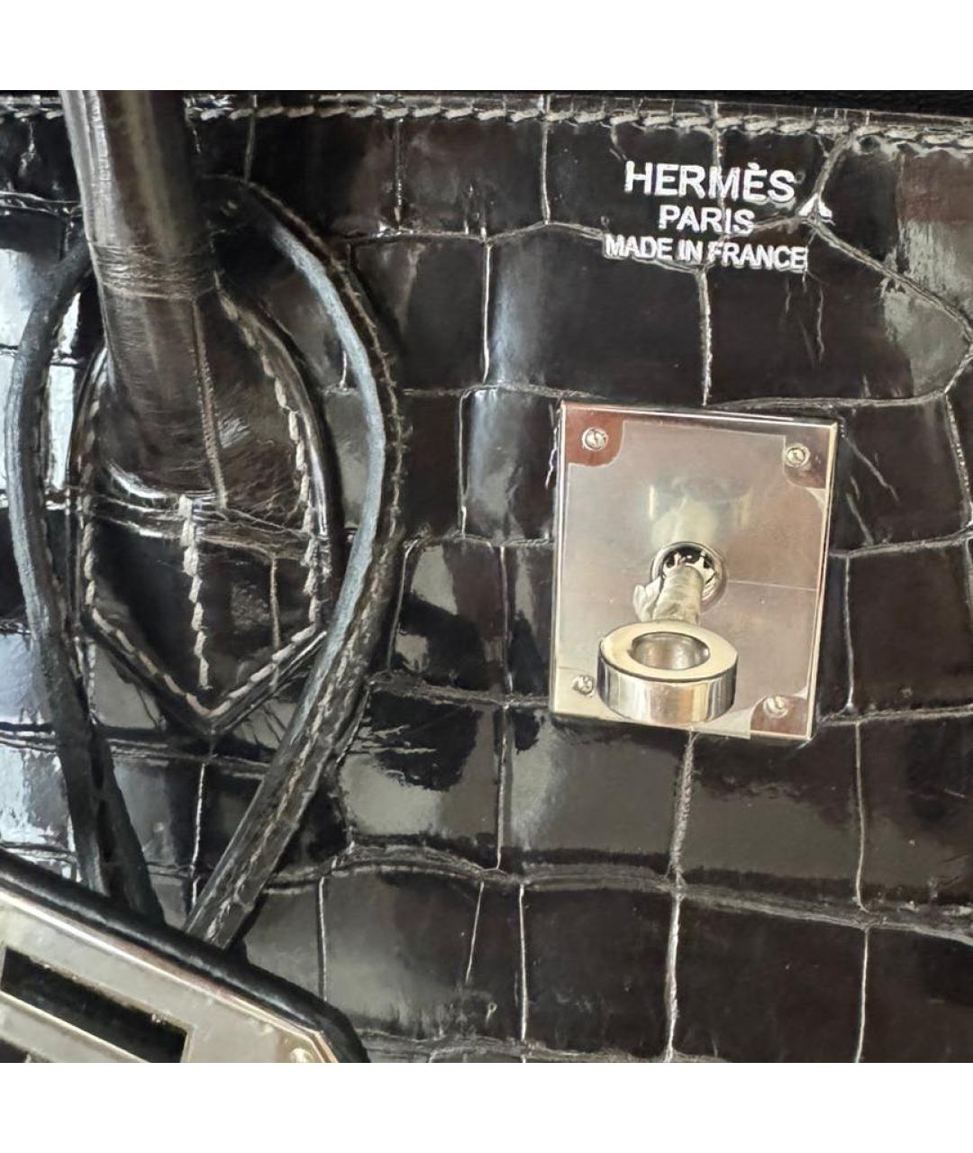 HERMES Черная сумка с короткими ручками из лакированной кожи, фото 6