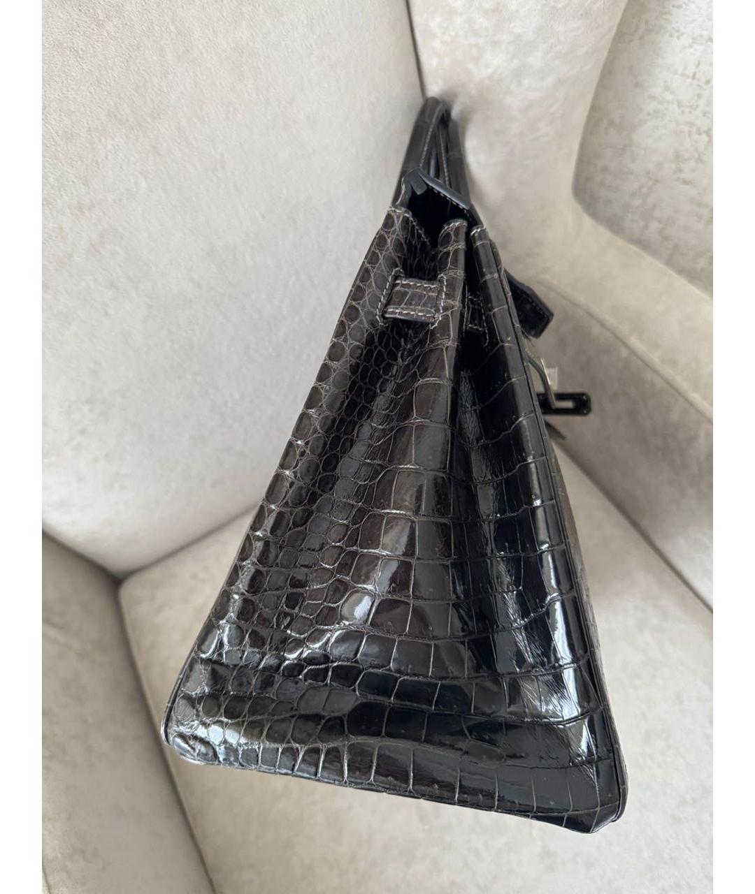 HERMES Черная сумка с короткими ручками из лакированной кожи, фото 2