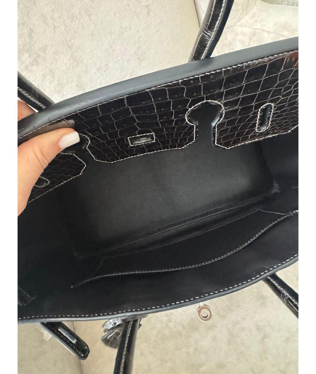 HERMES Черная сумка с короткими ручками из лакированной кожи, фото 4