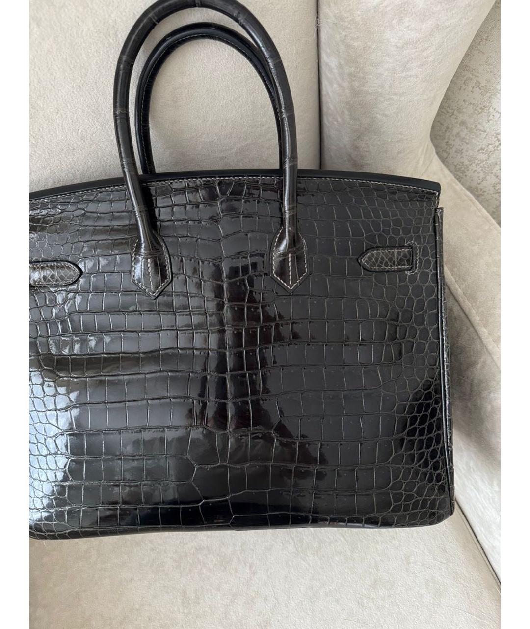 HERMES Черная сумка с короткими ручками из лакированной кожи, фото 3