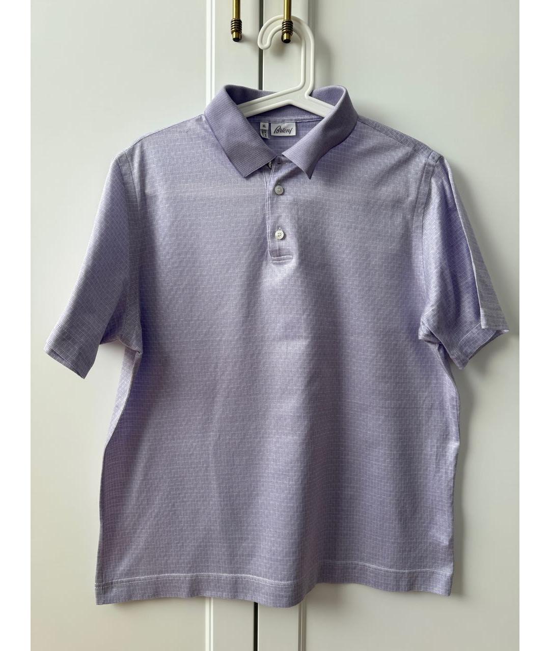 BRIONI Фиолетовое хлопковое поло с коротким рукавом, фото 5