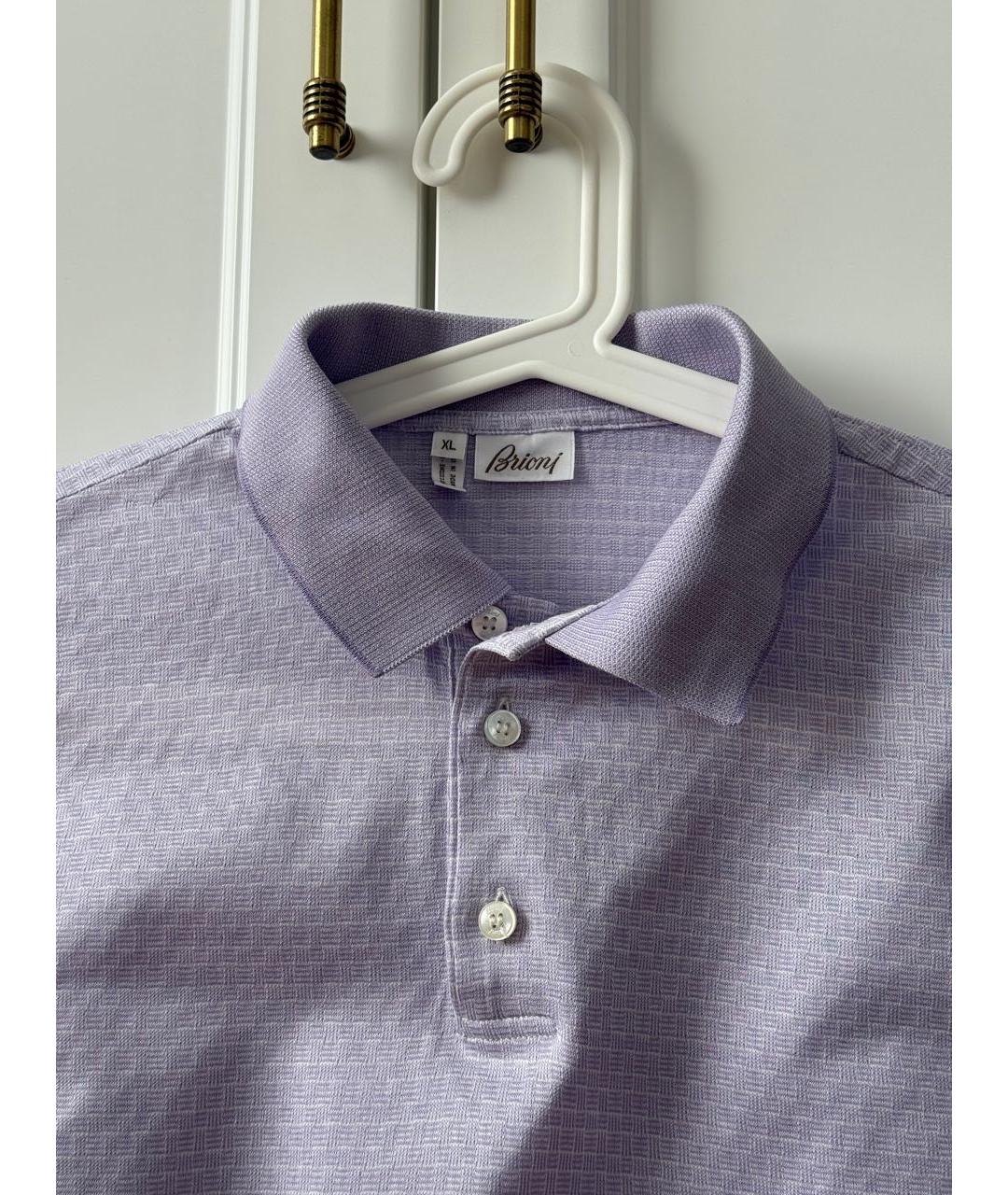BRIONI Фиолетовое хлопковое поло с коротким рукавом, фото 3