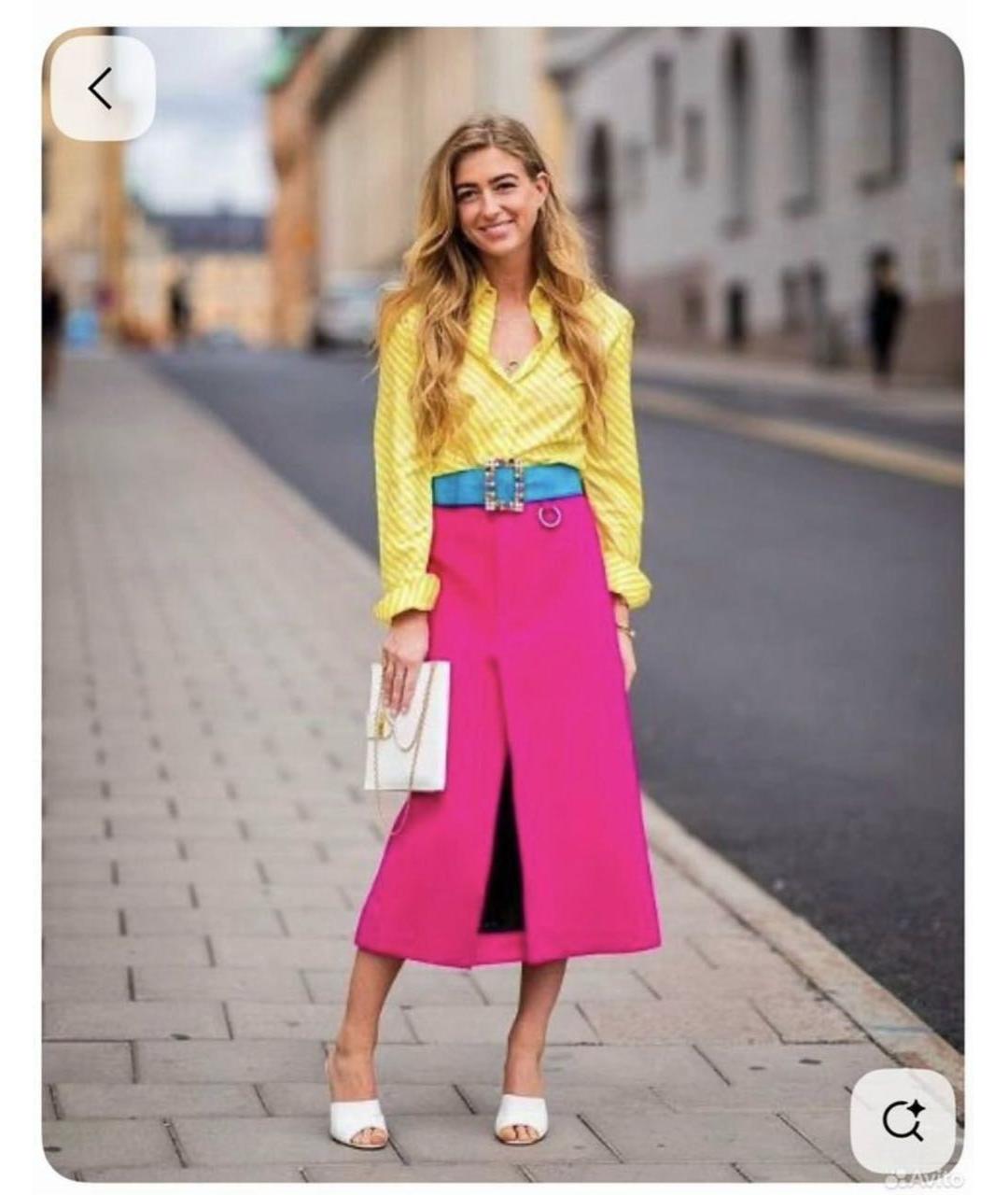 BALENCIAGA Фуксия шерстяная юбка миди, фото 2