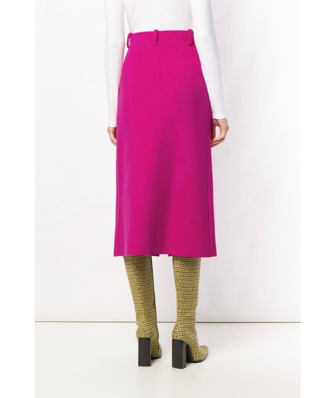 BALENCIAGA Фуксия шерстяная юбка миди, фото 5